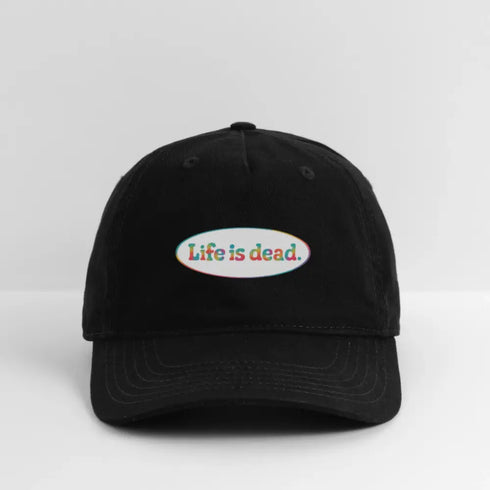 Life is dead. Signature Oval TieDye Stealie Grateful Dead Stealie Dad Hat - black